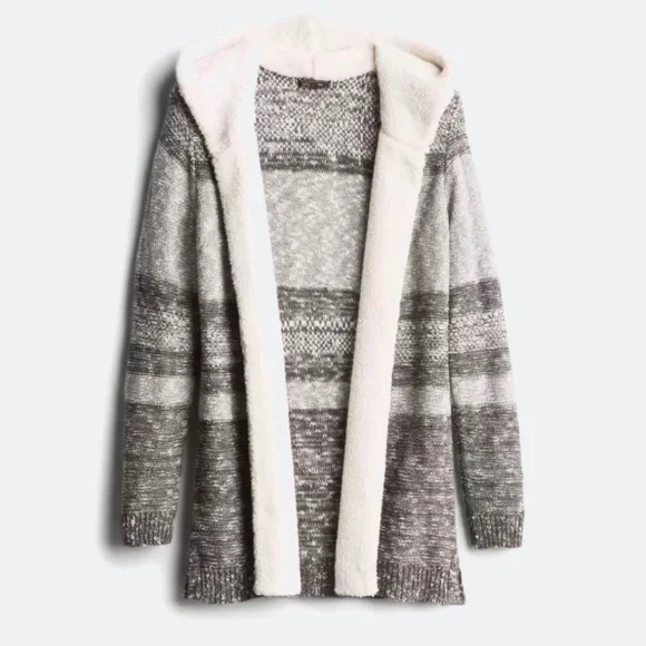 Lety and Me Hooded Cardigan Sweater Coat Gray And White Size S - Picture 1 of 4